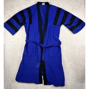 Vintage McGregor House Coat Robe Blue Black Belt Terry Cloth Men One Size USA